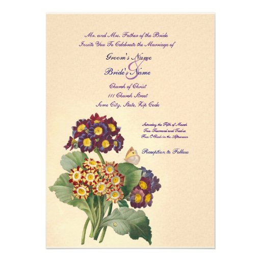 Vintage Primrose Wedding Invitation