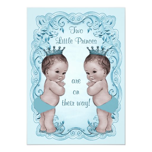 Vintage Princes Boy Twins Ornate Blue Baby Shower Card Zazzle