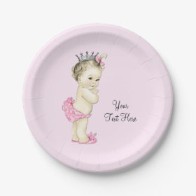 Vintage Princess Baby Shower 7 Inch Paper Plate
