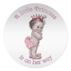 Vintage Princess Baby Shower Classic Round Sticker