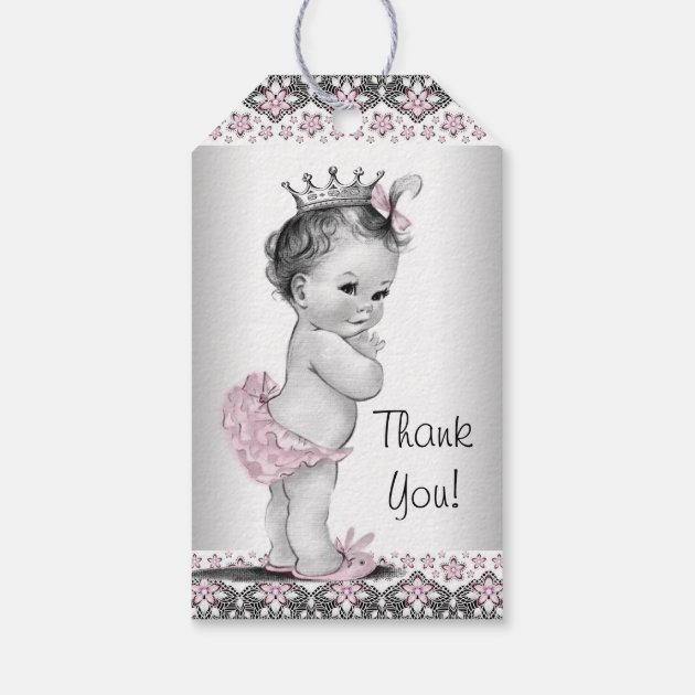 Vintage Princess Baby Shower Pack Of Gift Tags-1