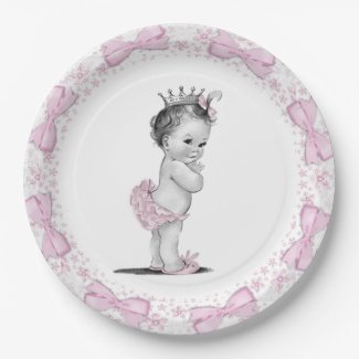 Vintage Princess Baby Shower Paper Plate