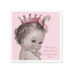 Vintage Princess Baby Shower Personalized Disposable Napkins