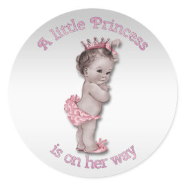 Vintage Princess Baby Shower Sticker