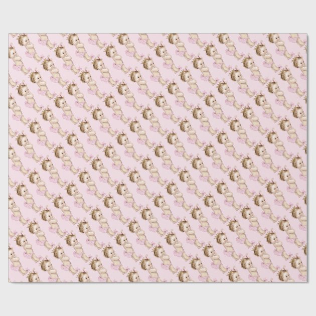 Vintage Princess Baby Shower Wrapping Paper 3/4