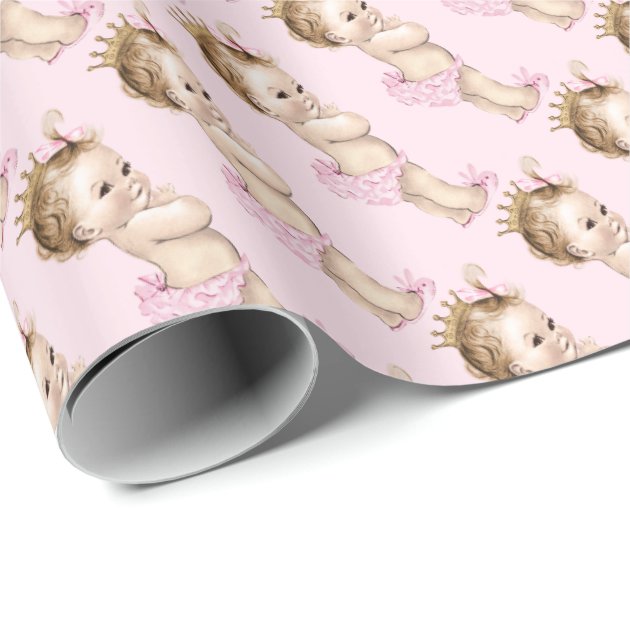 Vintage Princess Baby Shower Wrapping Paper 4/4
