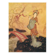 Vintage Princess Badoura Fairy Tale, Edmund Dulac Postcard