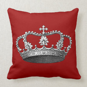 Vintage Princess Crown Throw Pillow