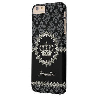 Vintage Princess Damask Crown Barely There iPhone 6 Plus Case
