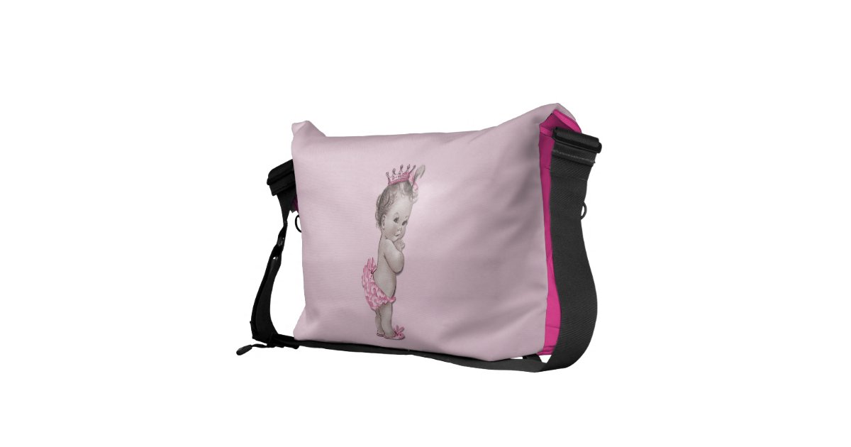 Vintage Princess Pink Baby Diaper Bag Courier Bags | Zazzle