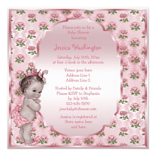 Vintage Princess Pink Roses Baby Shower