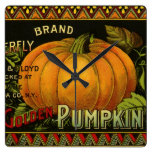 Vintage Product Label Art; Butterfly Brand Pumpkin Wall Clock