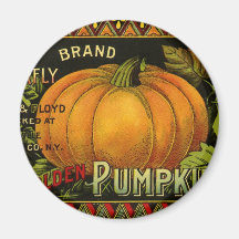 Vintage Product Label Art; Butterfly Brand Pumpkin Refrigerator Magnets