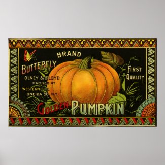 Vintage Product Label Art; Butterfly Brand Pumpkin Poster
