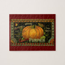 Vintage Product Label Art; Butterfly Brand Pumpkin Puzzle