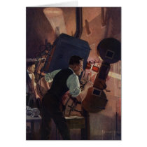 Vintage Projectionist in a Movie Theater Cards