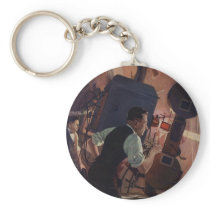 Vintage Projectionist in a Movie Theater Key Chain
