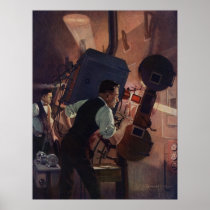 Vintage Projectionist in a Movie Theater Poster