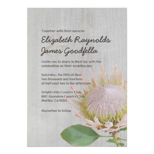 Vintage Protea Wedding Invitations