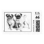 Vintage Pug Illustration Postage Stamp