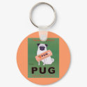 Vintage - Pug Orange Juice Poster keychains