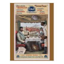 Vintage Pullman train cars Post Cards