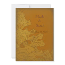 Vintage Pumpkin Autumn Oak Leaves III Wedding Invi