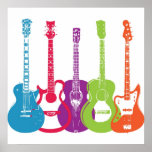 Vintage Punk Retro Guitars Print