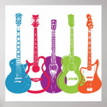Vintage Punk Retro Guitars Print