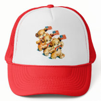 Vintage Puppies with Flags Hat
