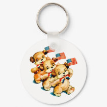 Vintage Puppies with Flags Keychain