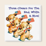 Vintage Puppies with Flags Square Magnet magnets