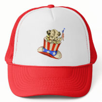 Vintage Puppy with Flag Hat