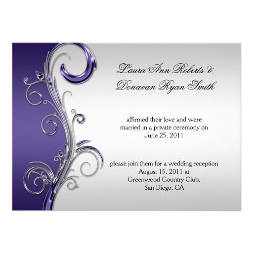 Vintage Purple and Silver Ornate Post Wedding Announcement