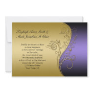 Vintage Purple Black and Gold Wedding Invitation invitation