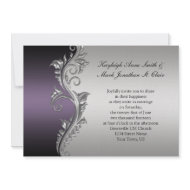 Vintage Purple Black and Silver Wedding Invitation invitation