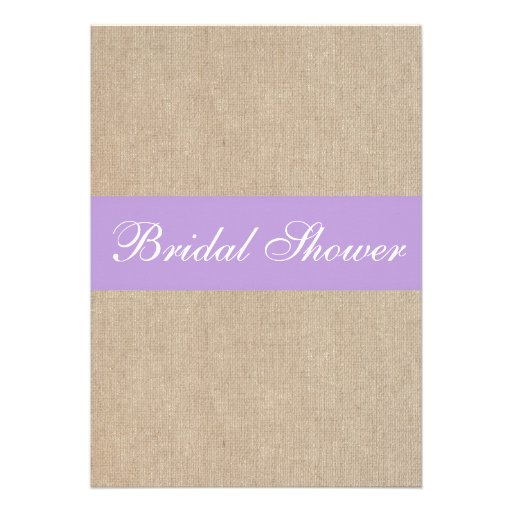 Vintage Purple Burlap Bridal Shower Invitation