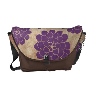 Vintage Purple Dahlia Floral Wedding Courier Bags