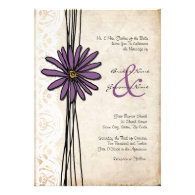 Vintage Purple Daisy Wedding Invitations