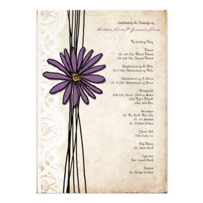 Vintage Purple Daisy Wedding Program Custom Announcements