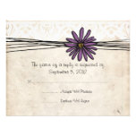 Vintage Purple Daisy Wedding RSVP Custom Invites