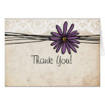 Vintage Purple Daisy Wedding Thank You Note Greeting Cards