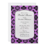 Vintage Purple Damask Bridal Shower Invitations
