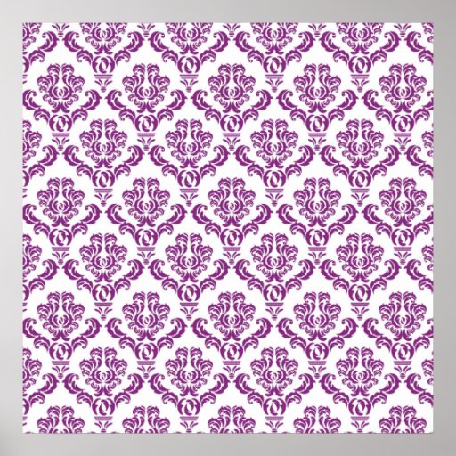 Vintage Purple Damask Pattern Posters