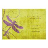 Vintage Purple Dragonfly Wedding RSVP Personalized Announcements