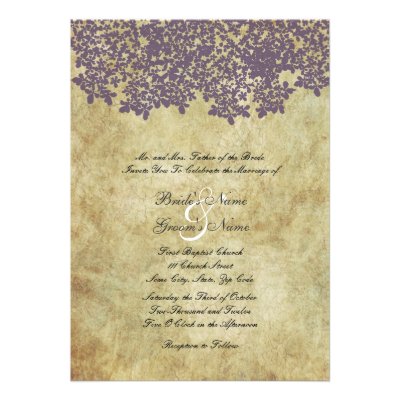 Vintage Purple Floral Wedding Invitations