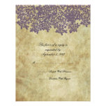 Vintage Purple Floral Wedding RSVP Custom Announcements