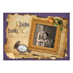 Vintage Purple Gold Frame Photo Wedding Invite II
