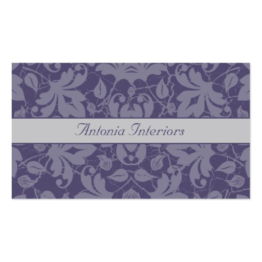 Vintage Purple Gray Floral Damask Business Card