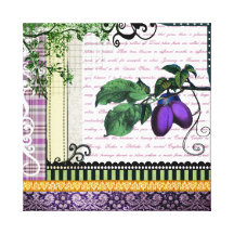 Vintage Purple Plum fruit kitchen canvas art Stretched Canvas Print